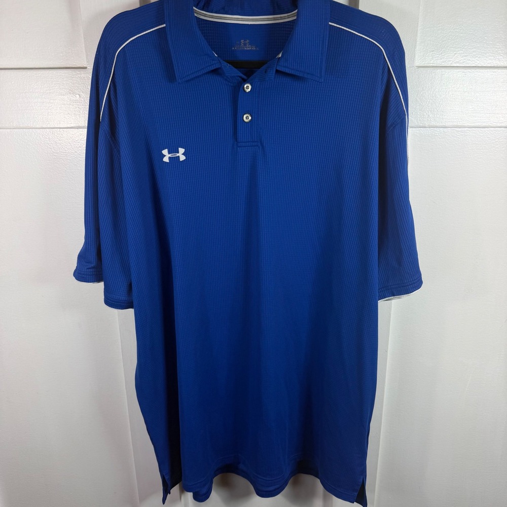 Under Armour Mens Royal Blue HeatGear Textured Polo Shirt Short Sleeve XL